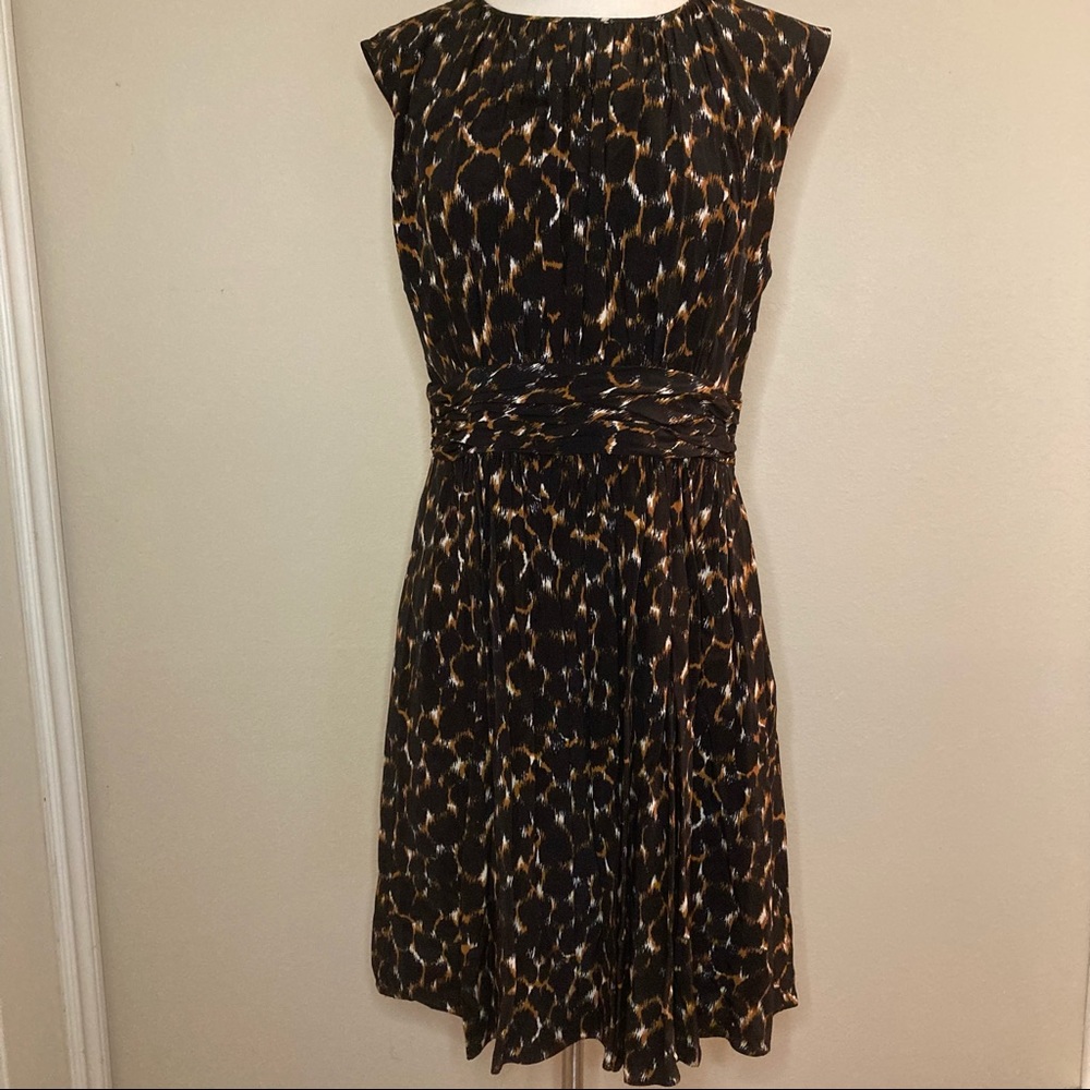 Boden Womens Cheetah Print Pleated Dress with Zip